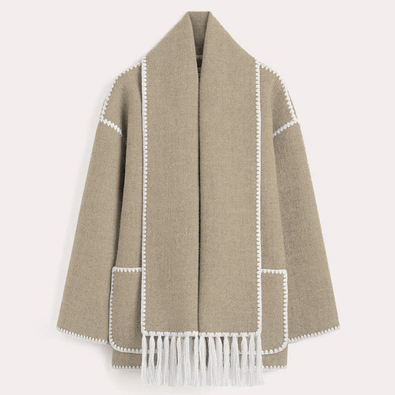 Mihaela Scarf Wrap Woolen Jacket