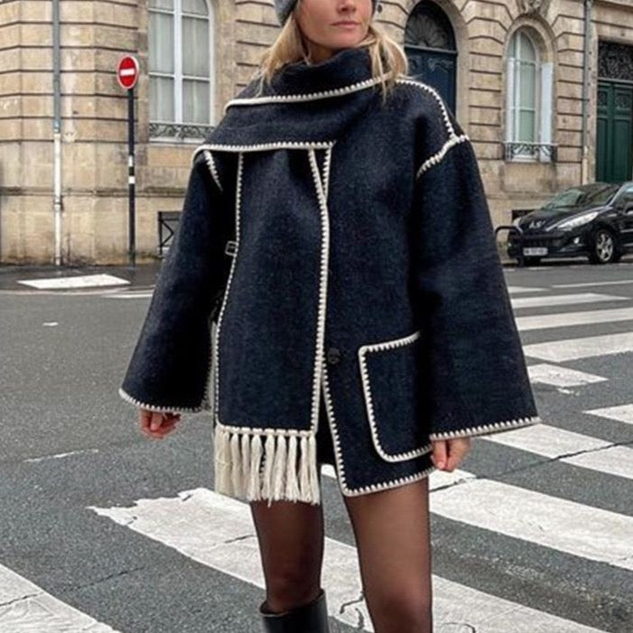 Mihaela Scarf Wrap Woolen Jacket