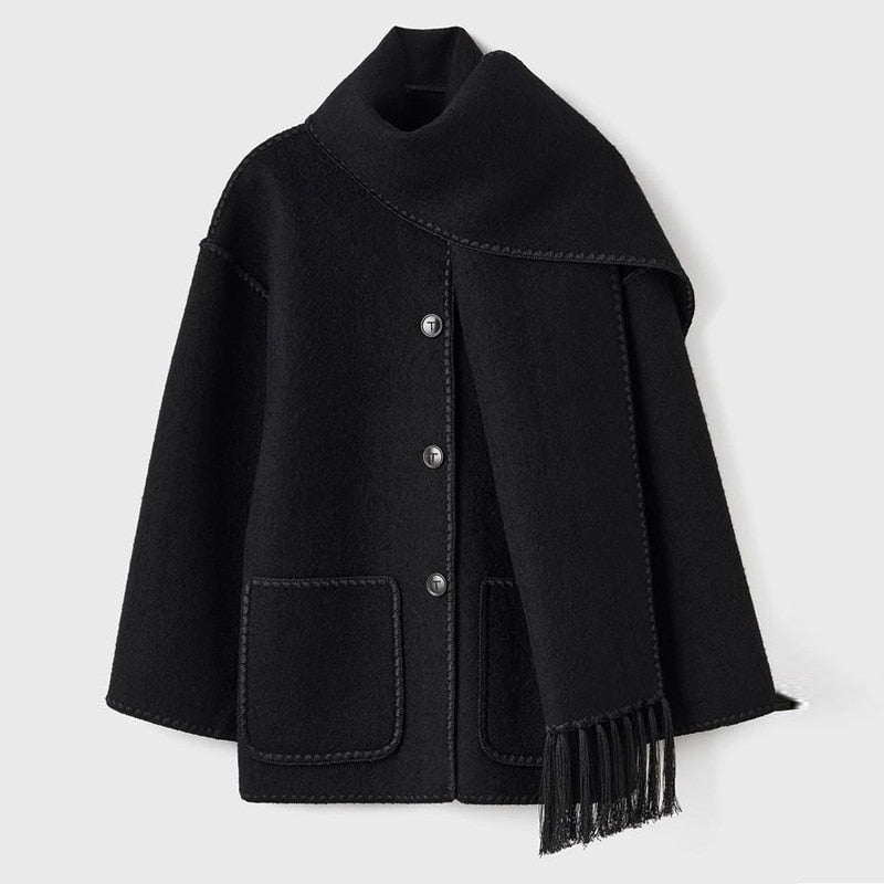 Mihaela Scarf Wrap Woolen Jacket
