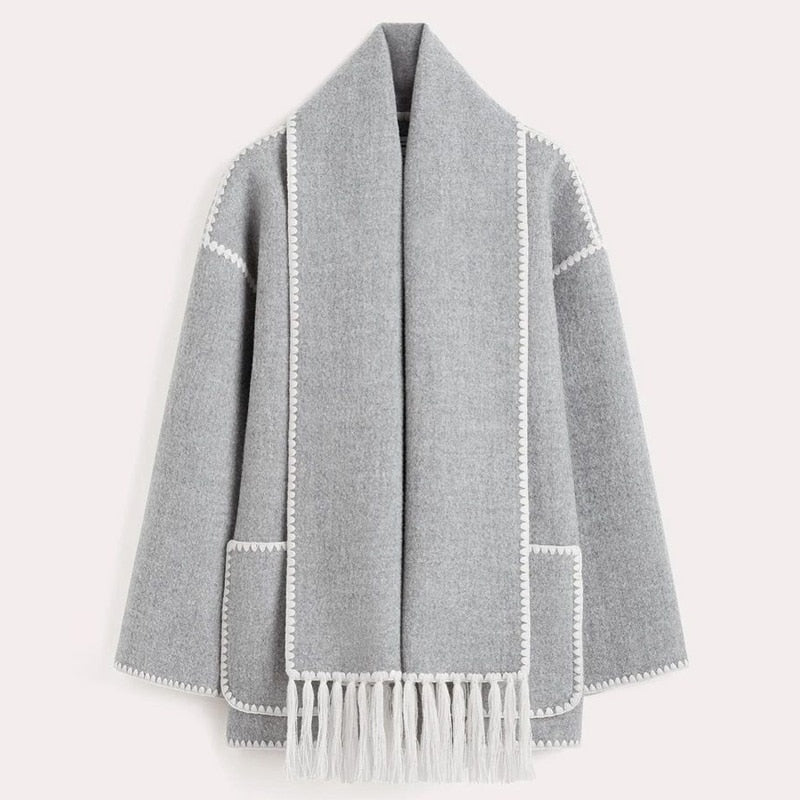 Mihaela Scarf Wrap Woolen Jacket