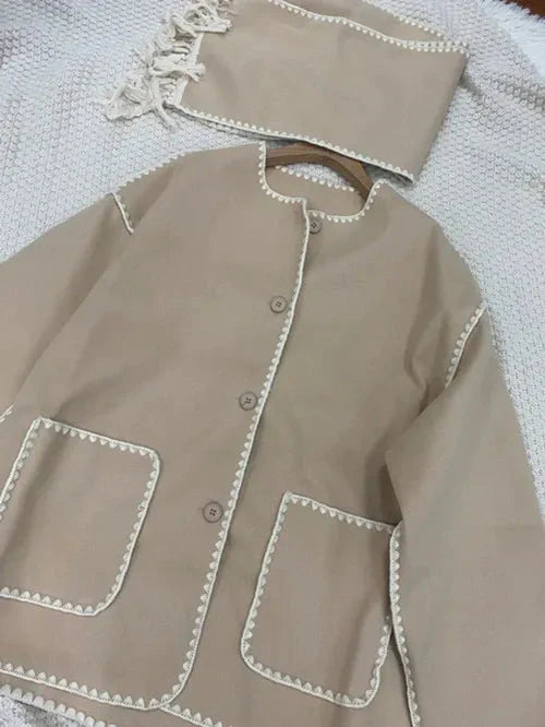 Mihaela Scarf Wrap Woolen Jacket