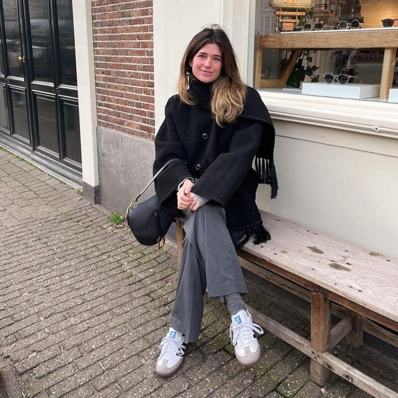 Mihaela Scarf Wrap Woolen Jacket