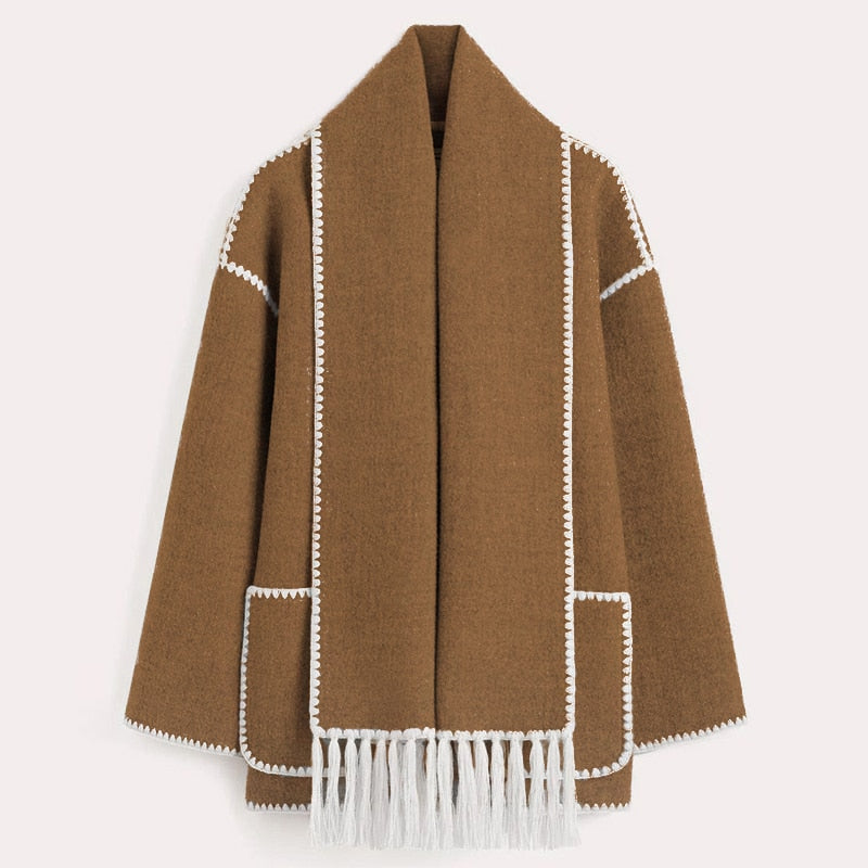 Mihaela Scarf Wrap Woolen Jacket