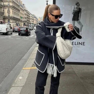 Mihaela Scarf Wrap Woolen Jacket