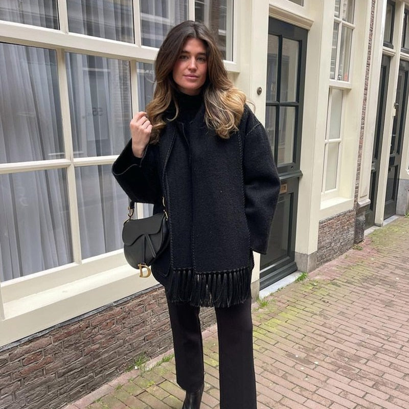 Mihaela Scarf Wrap Woolen Jacket