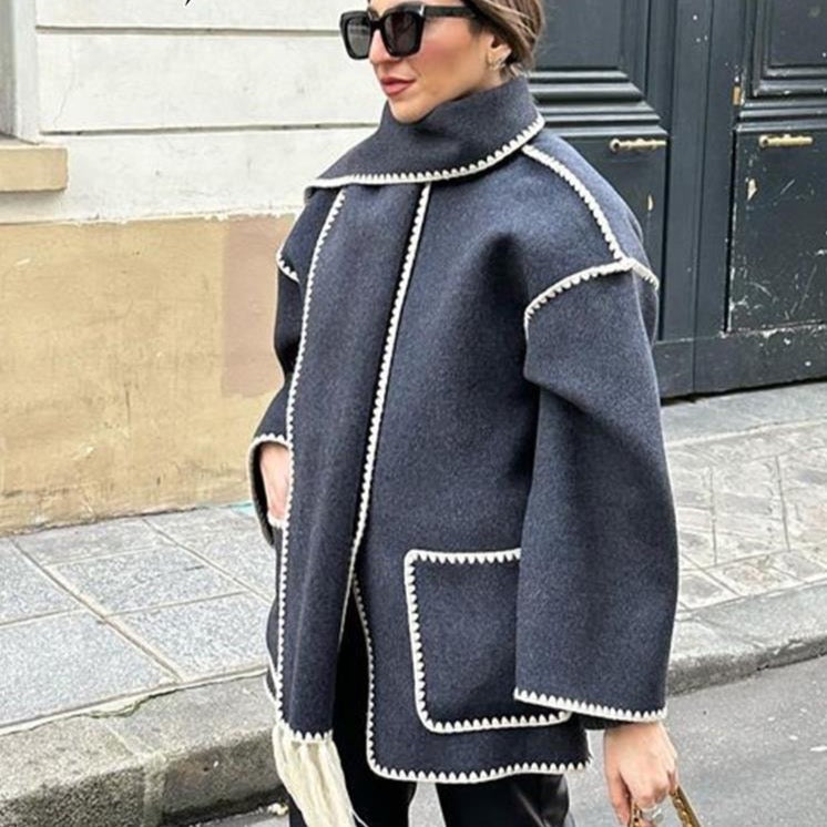 Mihaela Scarf Wrap Woolen Jacket