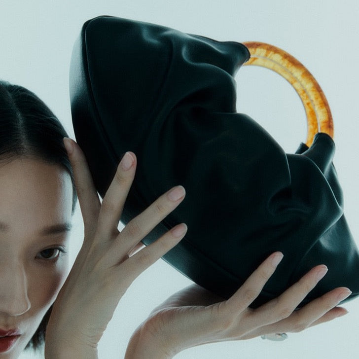 Mila Ruched Round Handle Dumpling Bags