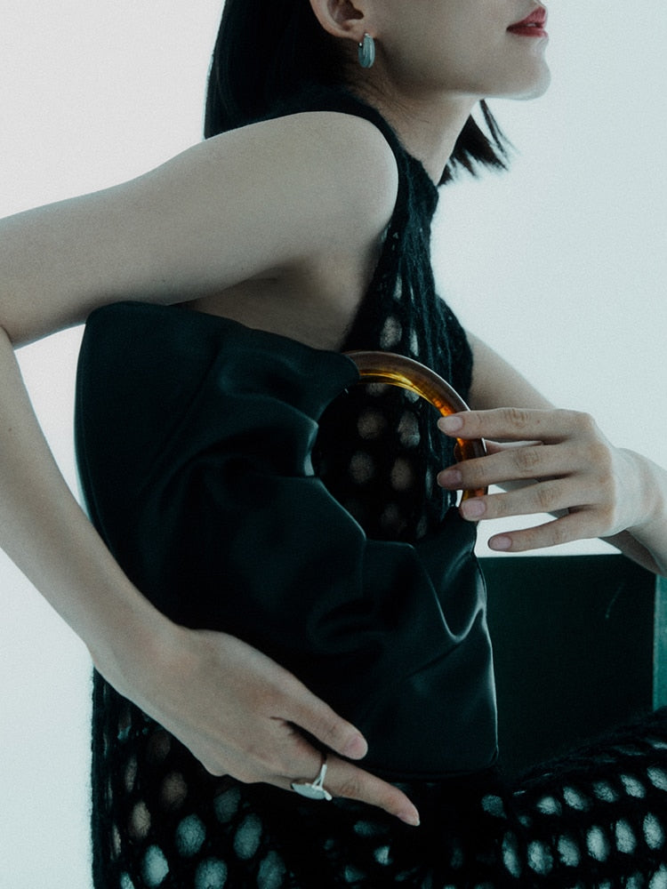 Mila Ruched Round Handle Dumpling Bags