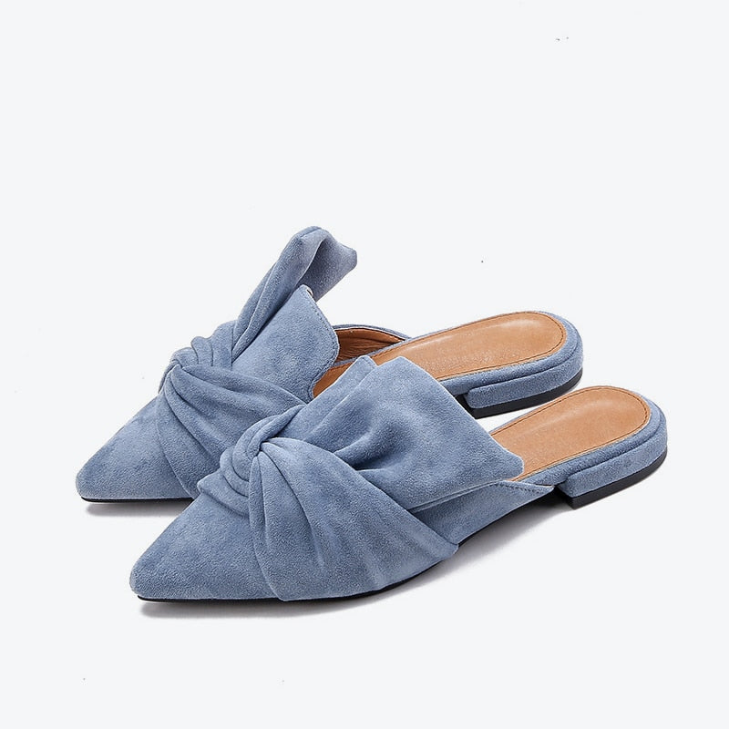 Milani Bowtie Suede Mule Slippers - 3 Colors