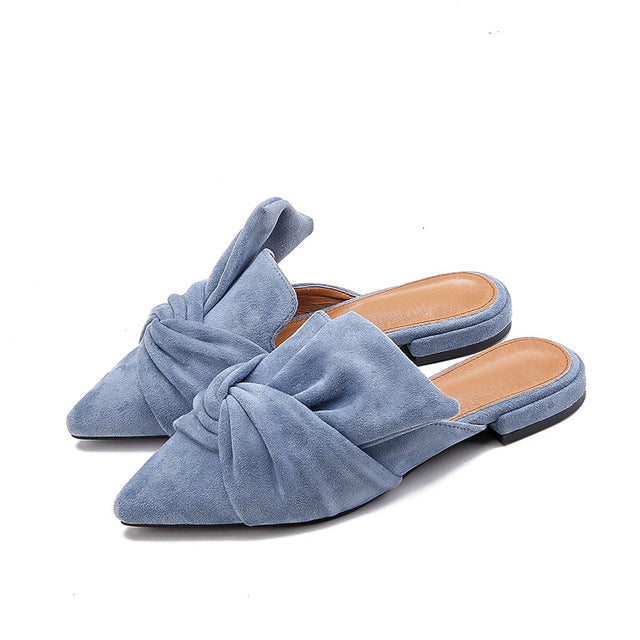 Milani Bowtie Suede Mule Slippers - 3 Colors