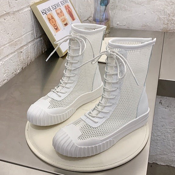 Mina Mesh Lace Up Sneaker Boots - 3 Colors