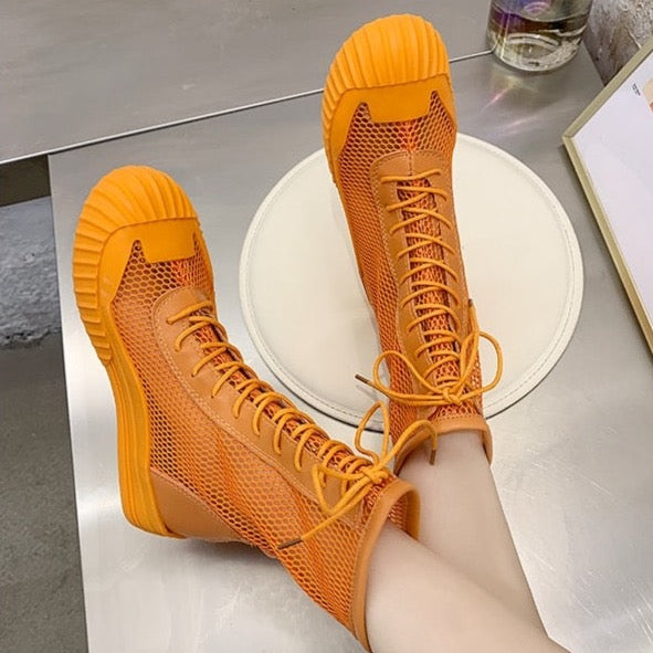 Mina Mesh Lace Up Sneaker Boots - 3 Colors
