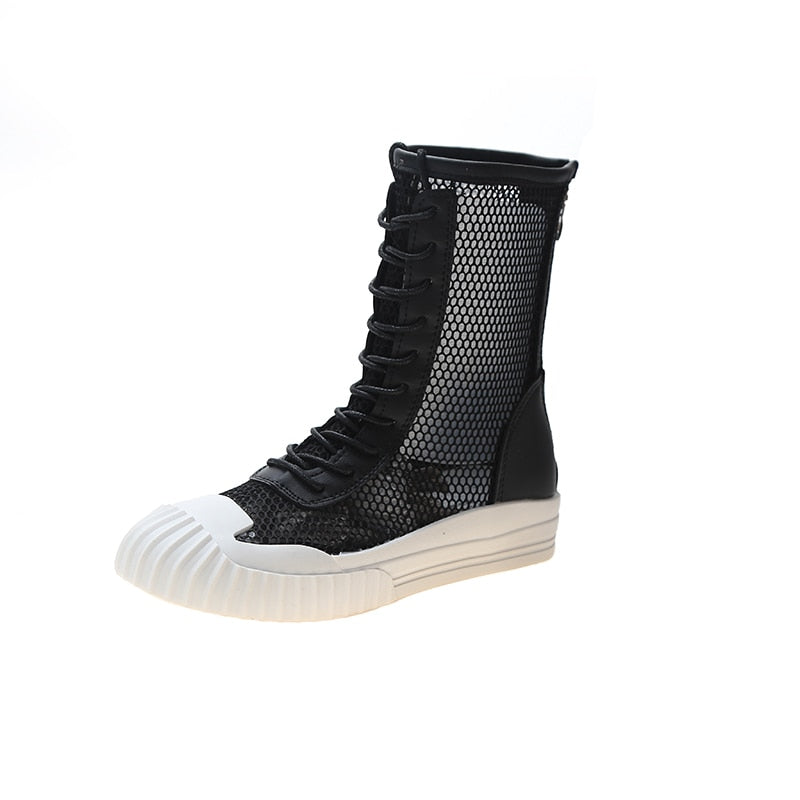 Mina Mesh Lace Up Sneaker Boots - 3 Colors