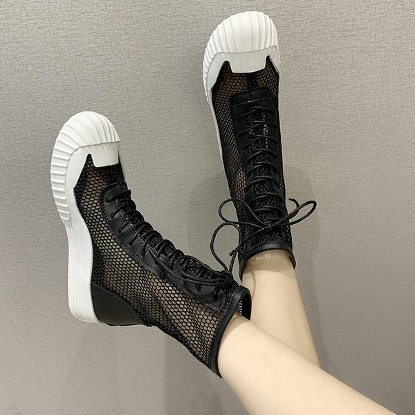 Mina Mesh Lace Up Sneaker Boots - 3 Colors