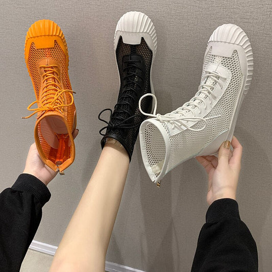 Mina Mesh Lace Up Sneaker Boots - 3 Colors
