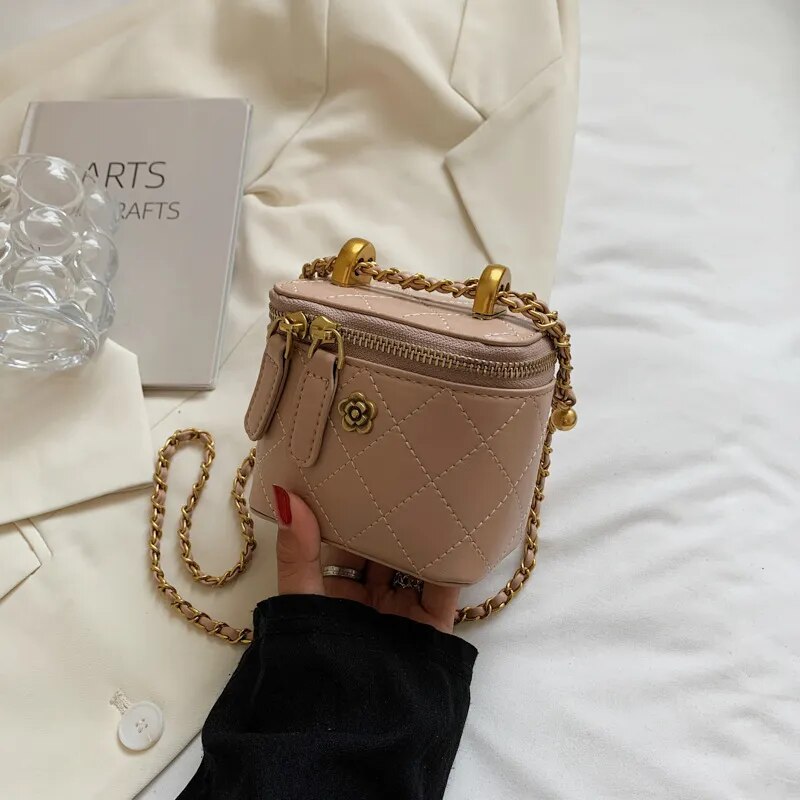 Mini Camellia Quilted Bucket Bag