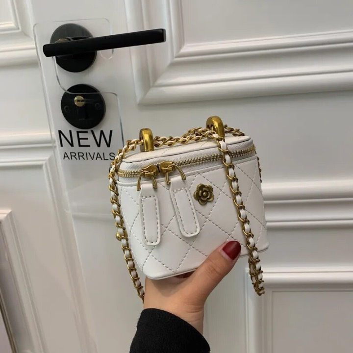 Mini Camellia Quilted Bucket Bag