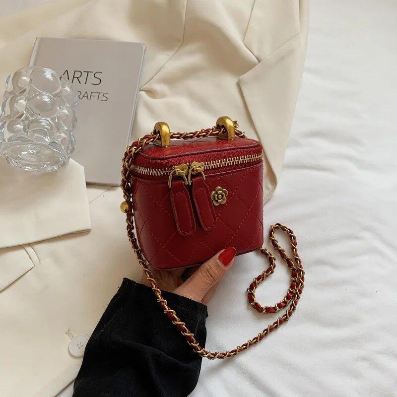 Mini Camellia Quilted Bucket Bag