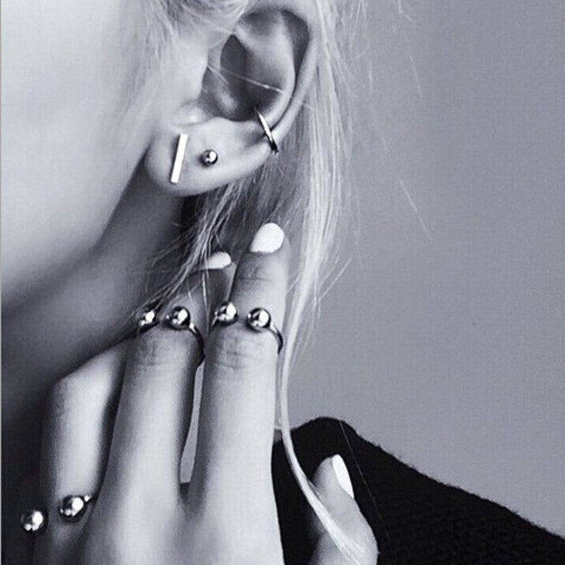 Minimalist Pierce Finger Knuckle Rings - 3 Ring Set