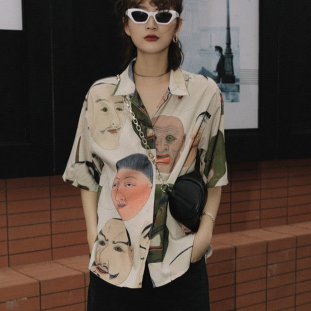 Mio Japanese Faces Ukiyoe Print Shirts