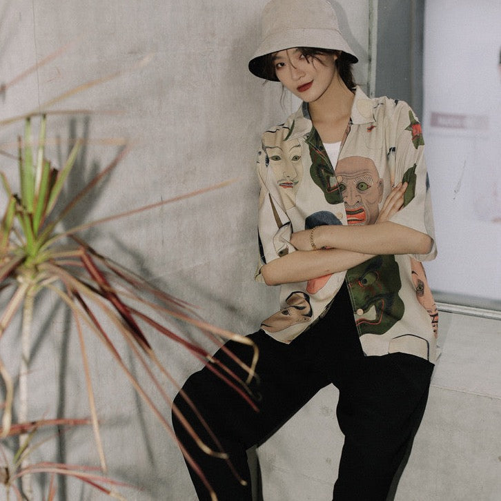 Mio Japanese Faces Ukiyoe Print Shirts