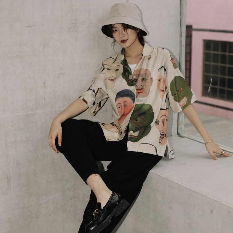 Mio Japanese Faces Ukiyoe Print Shirts