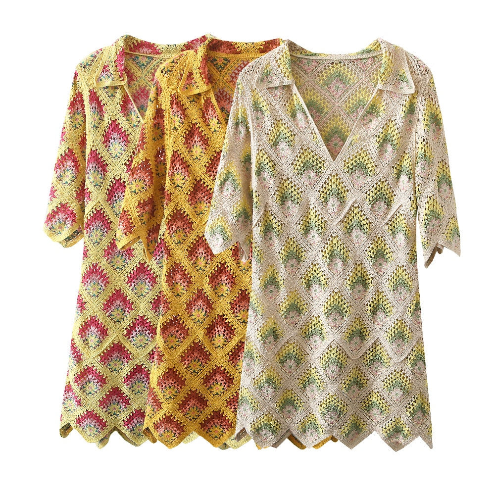 Mira Bohemian Crochet Tunic Mini Dress - 3 Colors