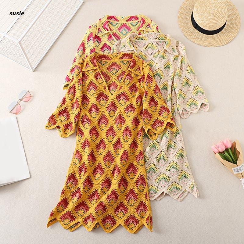 Mira Bohemian Crochet Tunic Mini Dress - 3 Colors