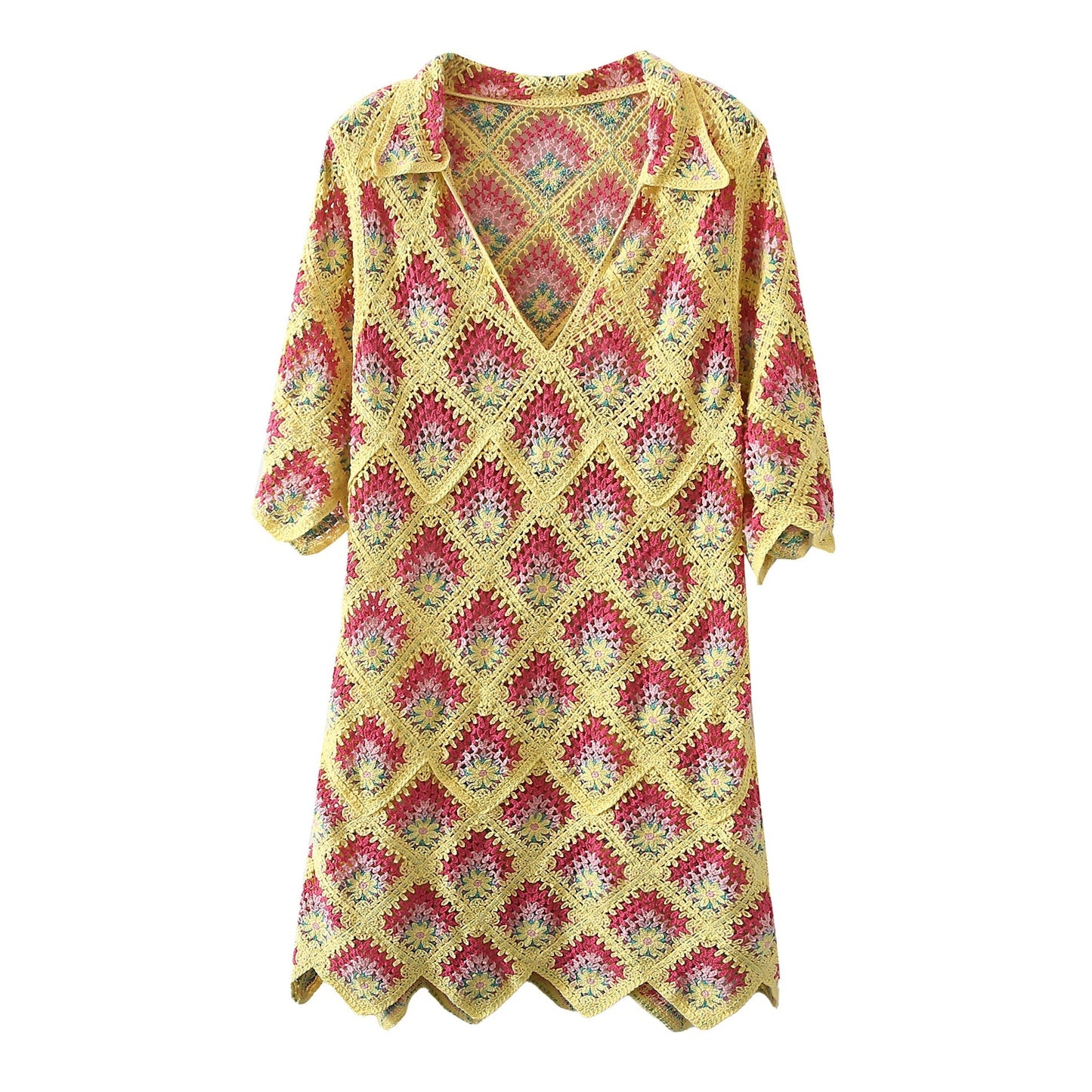 Mira Bohemian Crochet Tunic Mini Dress - 3 Colors