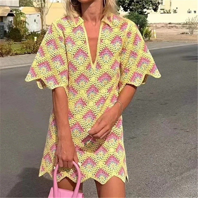 Mira Bohemian Crochet Tunic Mini Dress - 3 Colors