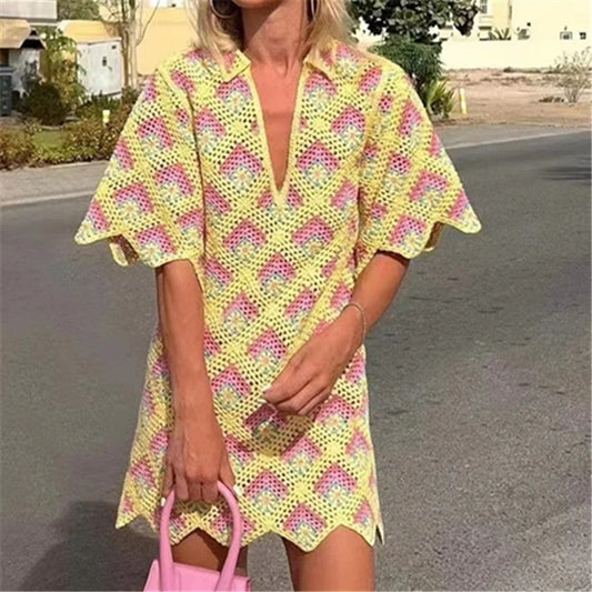 Mira Bohemian Crochet Tunic Mini Dress - 3 Colors