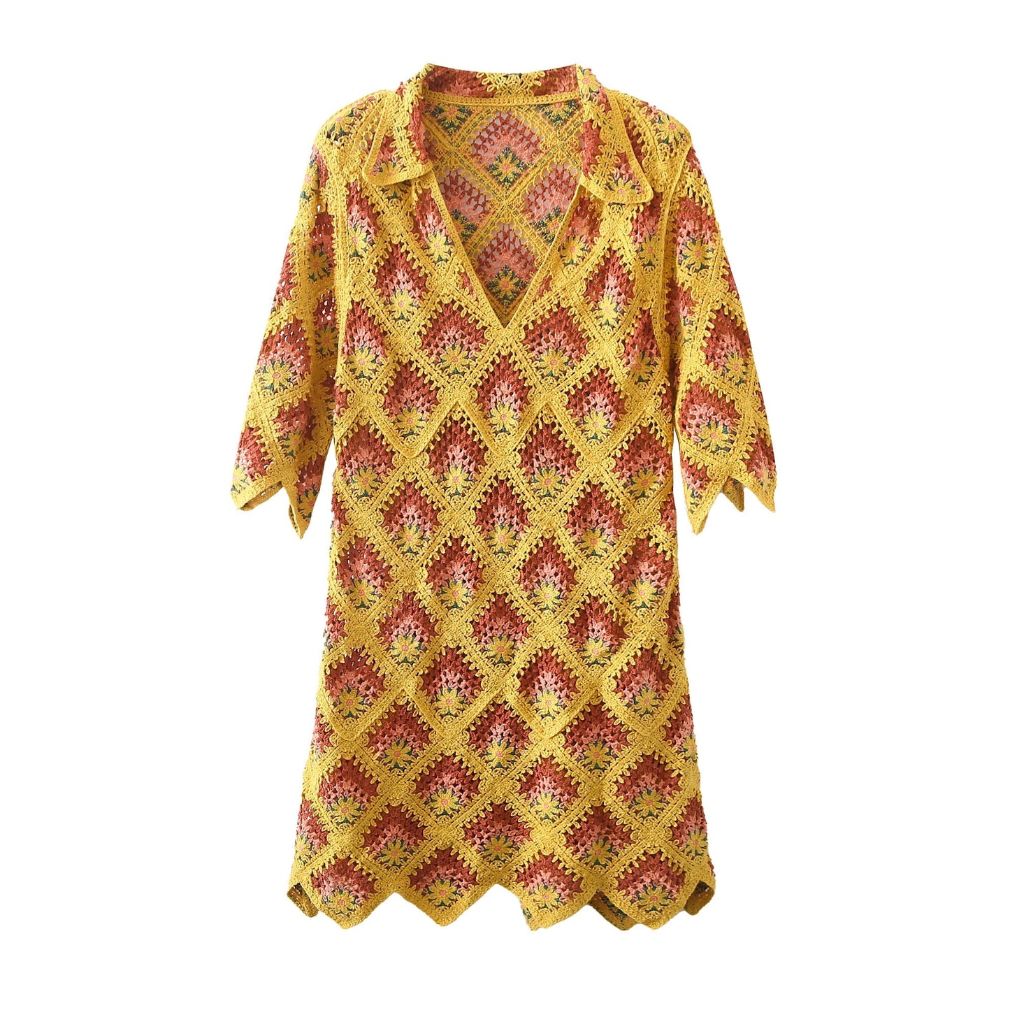 Mira Bohemian Crochet Tunic Mini Dress - 3 Colors