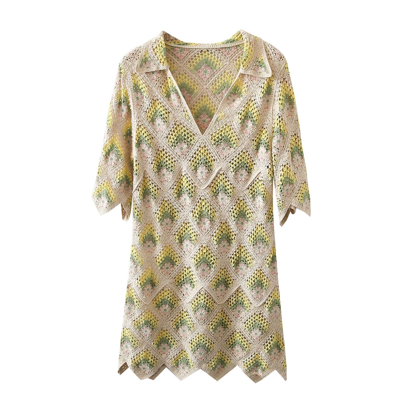 Mira Bohemian Crochet Tunic Mini Dress - 3 Colors