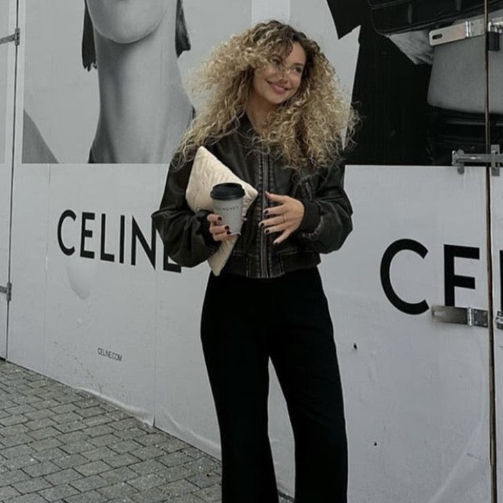 Miriam Vintage Leather Bomber Jacket