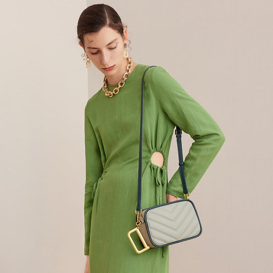 Misha Chevron Quilted Leather Shoulder Bag.