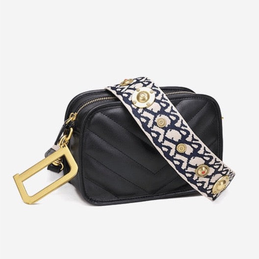 Misha Chevron Quilted Leather Shoulder Bag.