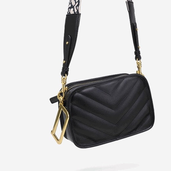 Misha Chevron Quilted Leather Shoulder Bag.