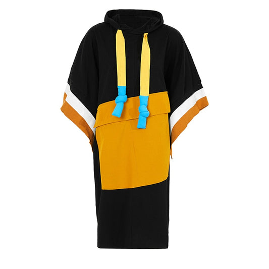 Miyo Color-Block Sweatshirt Hoodie Dress