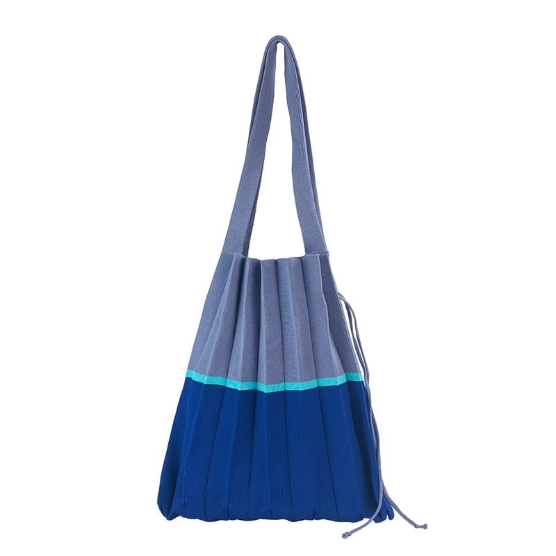 Mona Accordion Pleats Knit Shopper Bags
