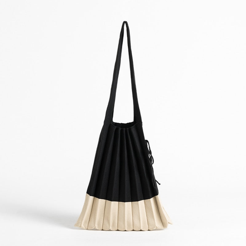 Mona Accordion Pleats Knit Shopper Bags
