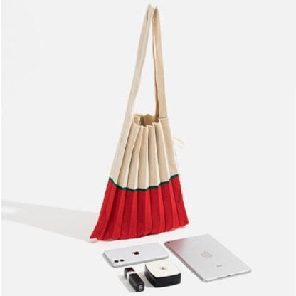 Mona Accordion Pleats Knit Shopper Bags