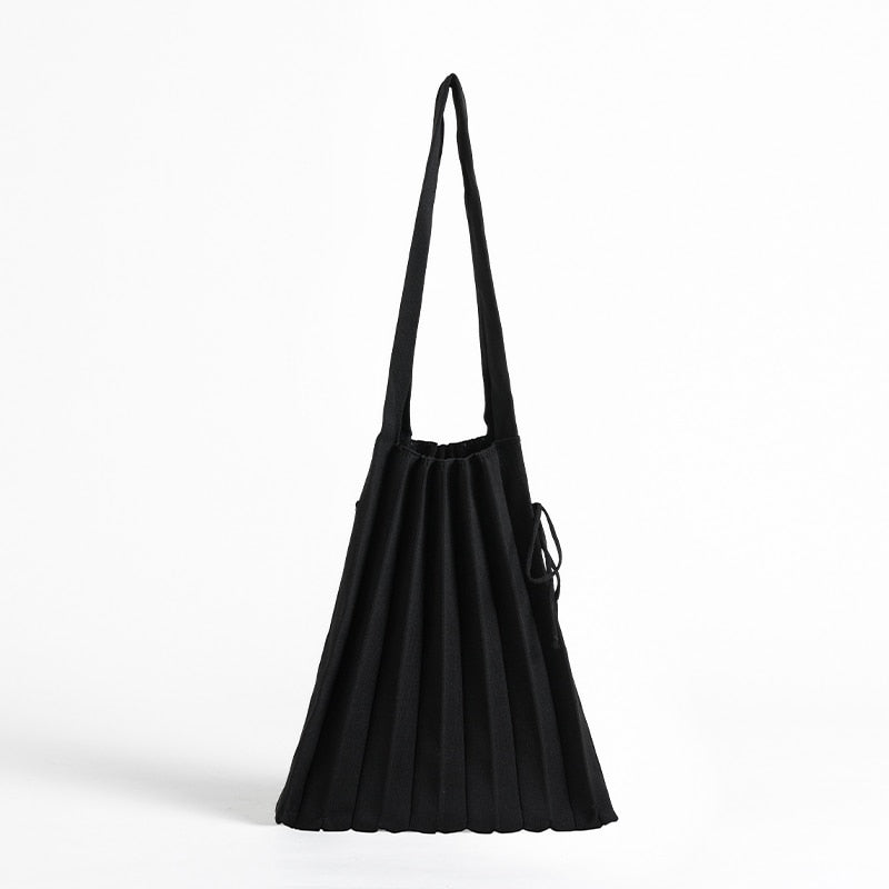 Mona Accordion Pleats Knit Shopper Bags