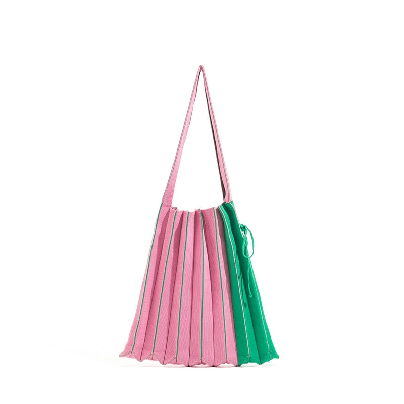 Mona Accordion Pleats Knit Shopper Bags