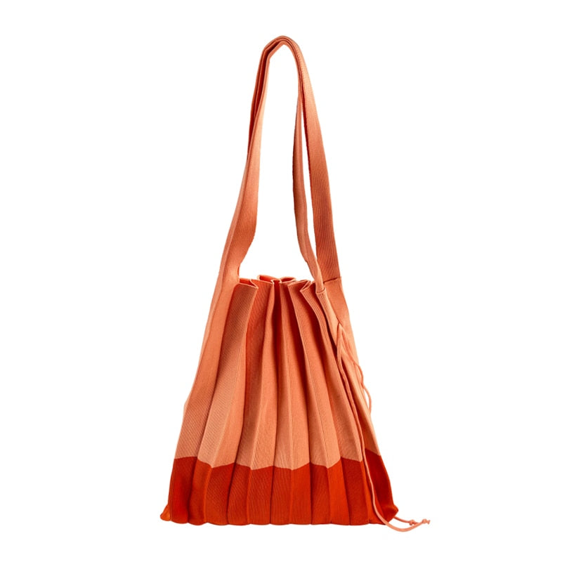 Mona Accordion Pleats Knit Shopper Bags