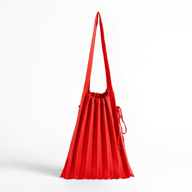 Mona Accordion Pleats Knit Shopper Bags