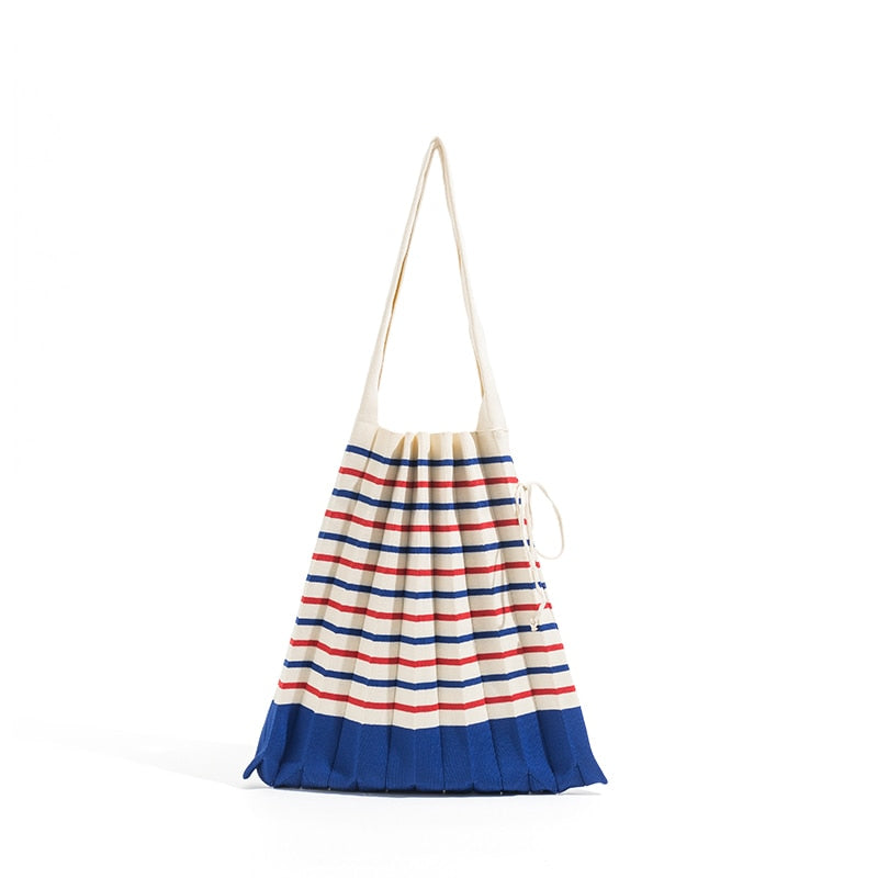 Mona Accordion Pleats Knit Shopper Bags