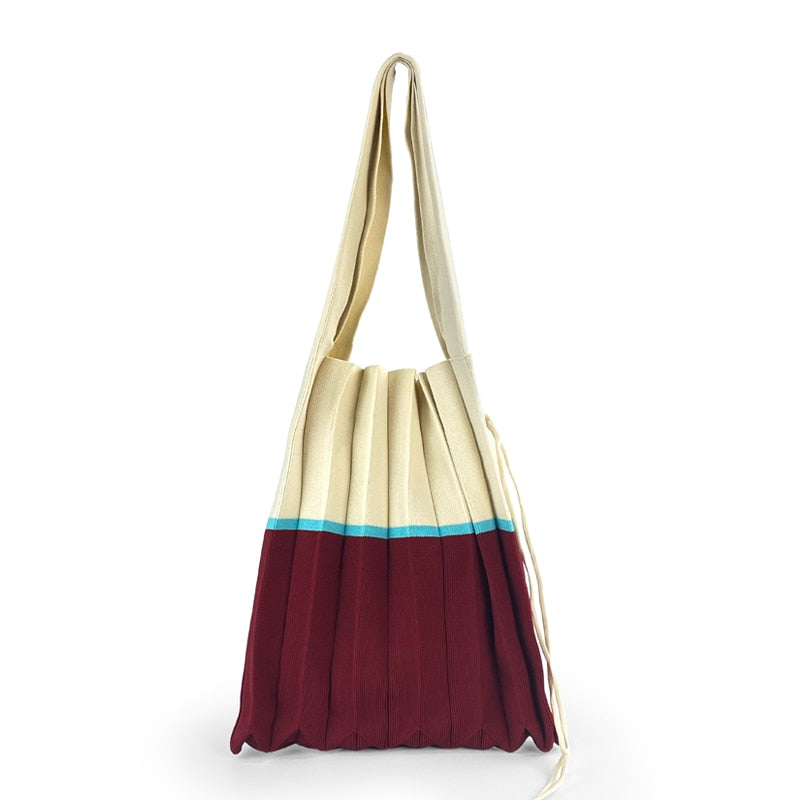 Mona Accordion Pleats Knit Shopper Bags