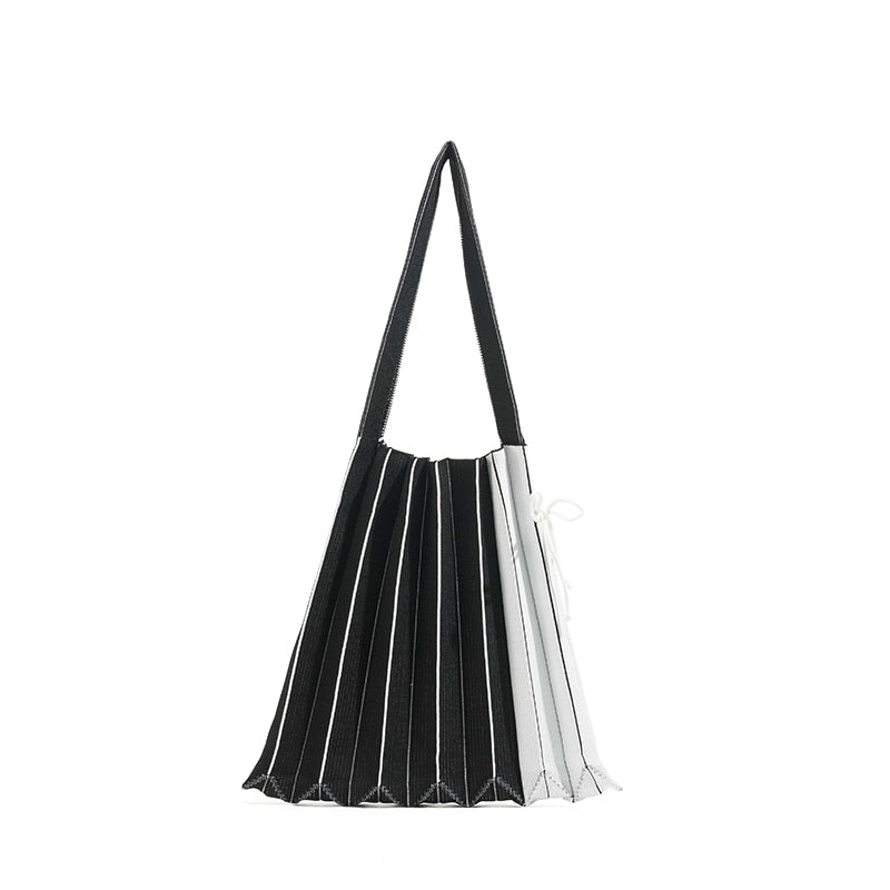 Mona Accordion Pleats Knit Shopper Bags