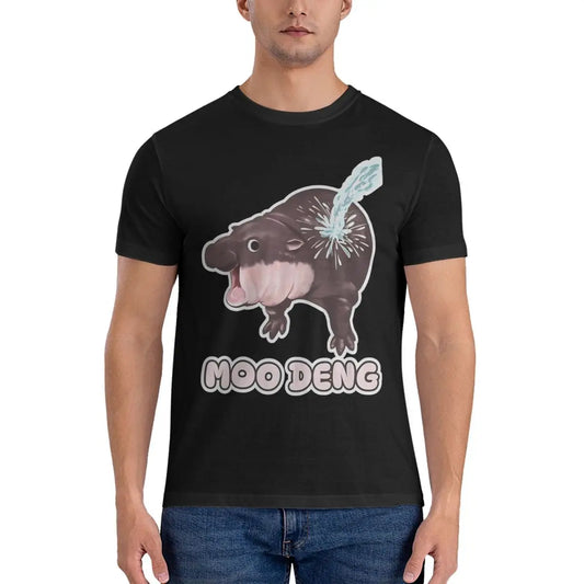 Awesome Cotton Crew Neck Short Sleeve Men Baby Hippo Gift Tee Shirt Moo Deng