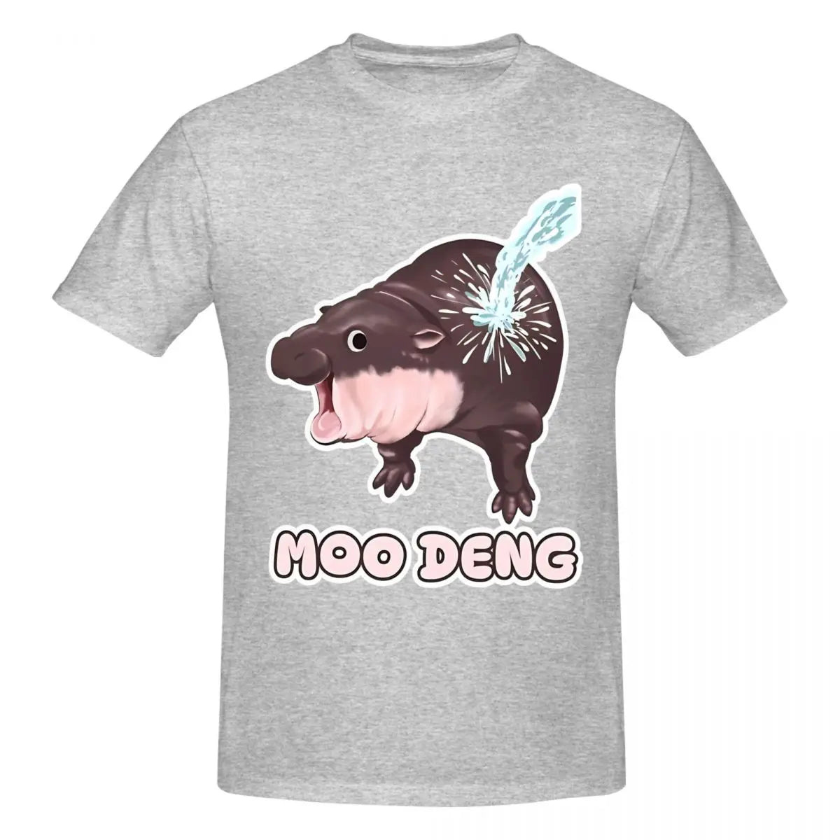Awesome Cotton Crew Neck Short Sleeve Men Baby Hippo Gift Tee Shirt Moo Deng